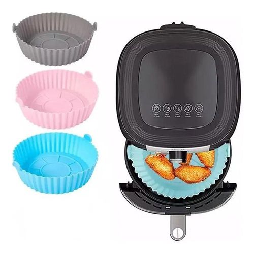 Molde Silicona Olla Freidora Air Fryer Reutilizable Azul