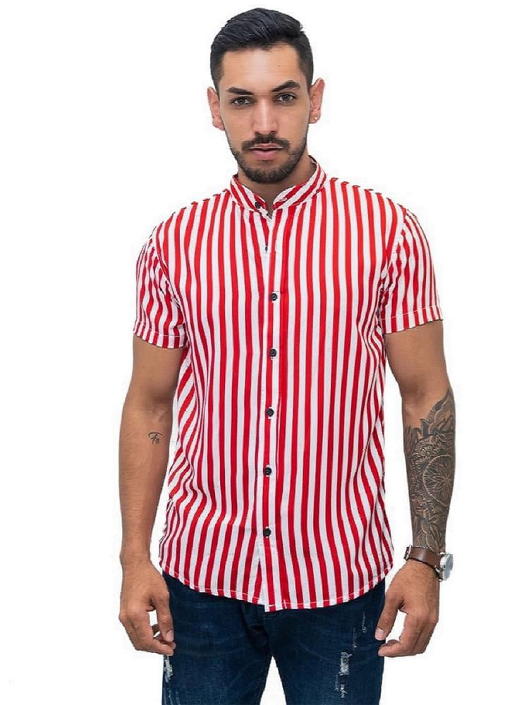 Camisa blanca rayas rojas hombre sale