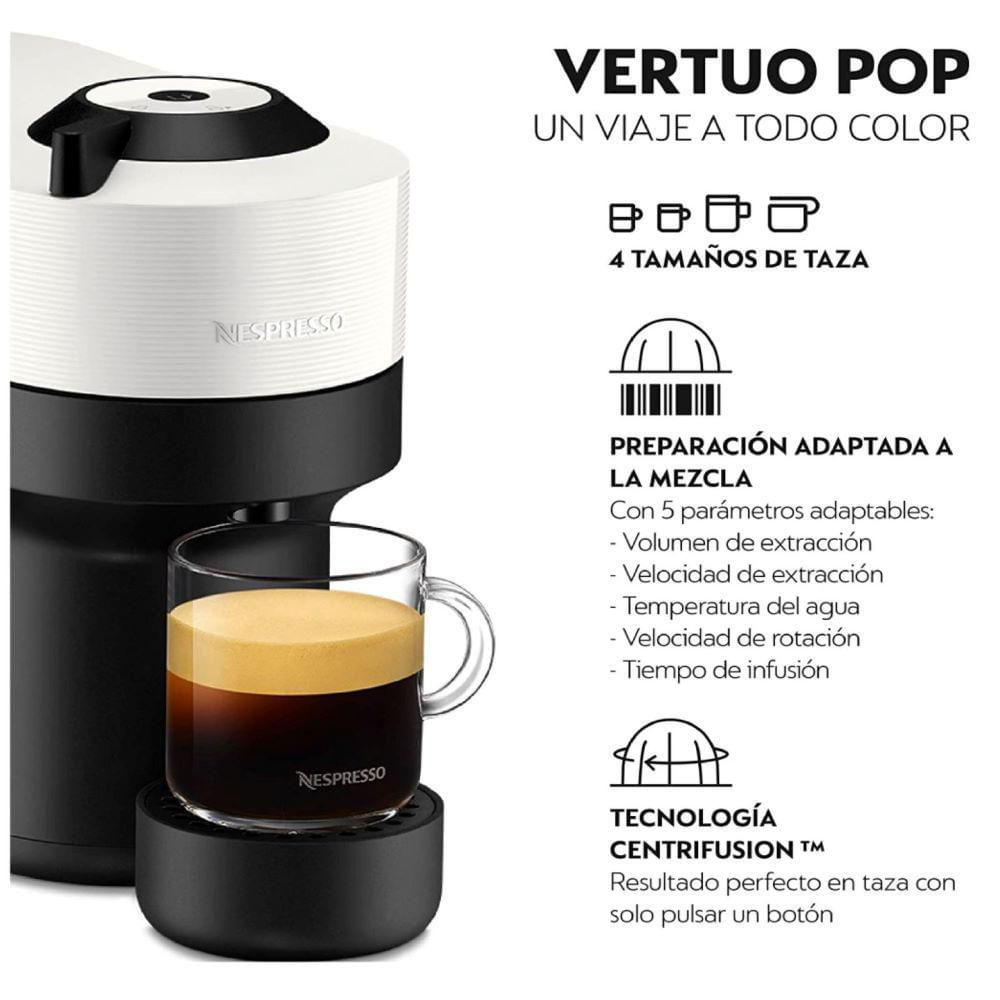 NESPRESSO Cafetera Vertuo Pop Blanca Con Espumador de Leche Nespresso