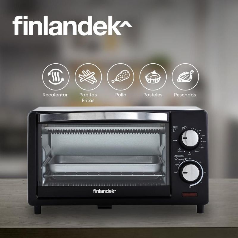 Horno tostador 9 Lt negro FINLANDEK FI-TO109