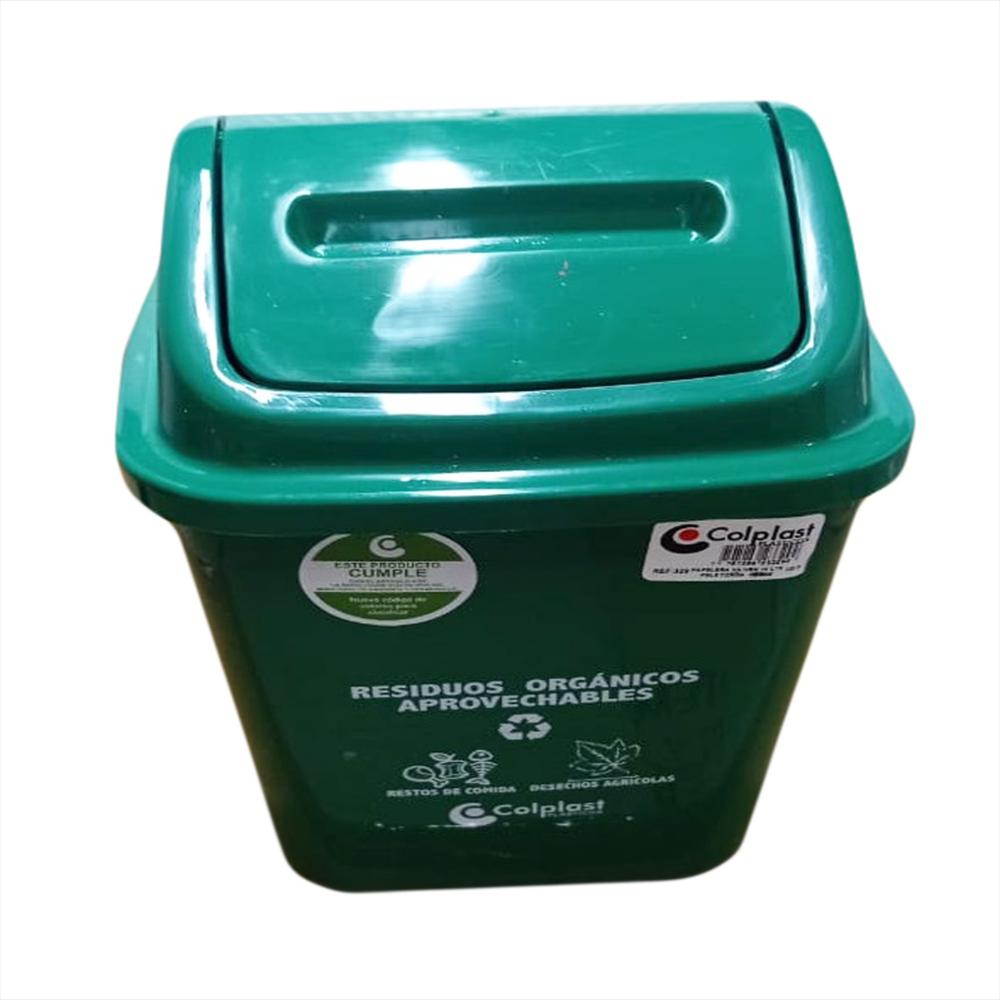 Papelera De 10 Litros Vaivén Color Verde Carulla 8111