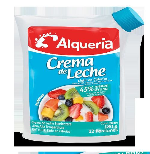 Crema Leche Semi Entera Ligth     ALQUERIA 180 gr