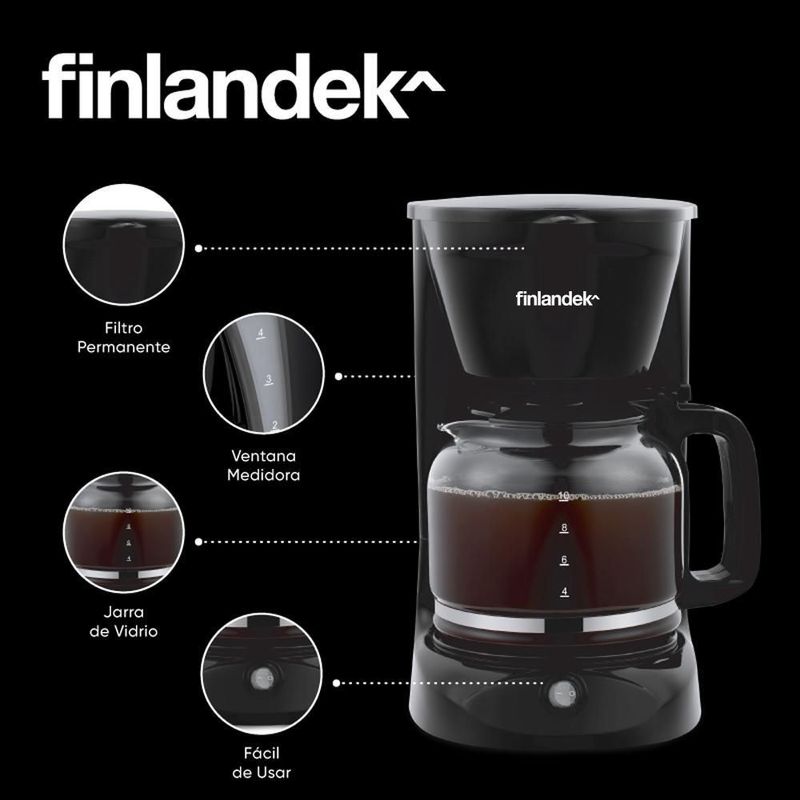 Cafetera 6 tazas negra FINLANDEK FI-CM219