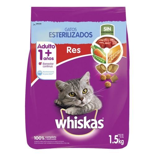Alimento Seco Gatos Esterilizados Adulto WHISKAS 1.5 gr