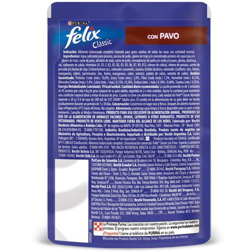 Alimento Húmedo Pavo FELIX 85 gr