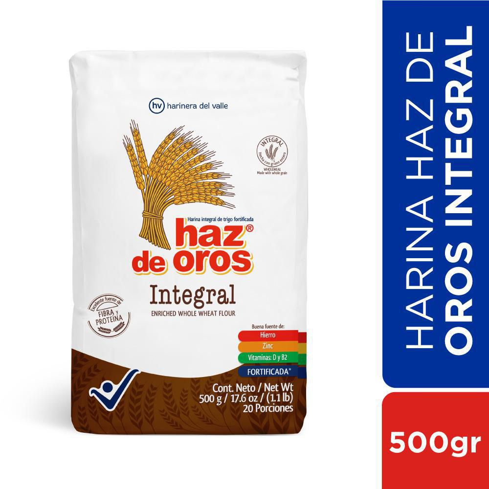 Harina De Trigo Integral Haz De Oros 500 Gr 