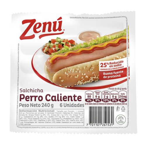 Salchicha Perro Caliente ZENU 240 gr