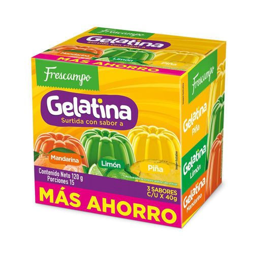 Gelatina PiñaLimónMandarina FRESCAMPO 120 gr