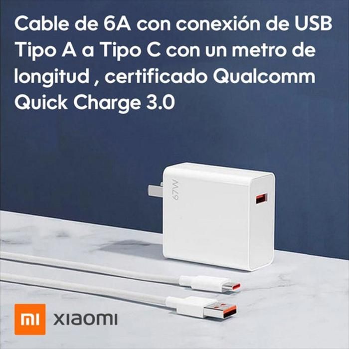 Cargador Carga Rápida 67W con Cable USB-C Xiaomi