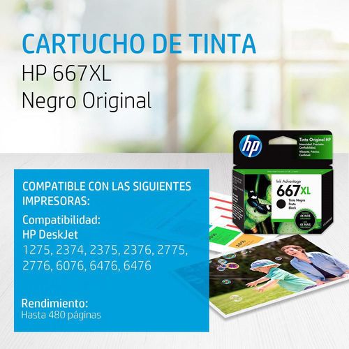 Tinta 667XL Negra HP 667XL Negr