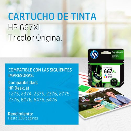 Tinta 667XL Color HP 667XL Colo