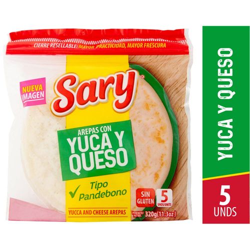 Arepas 5unds de yuca y queso  SARY 320 gr