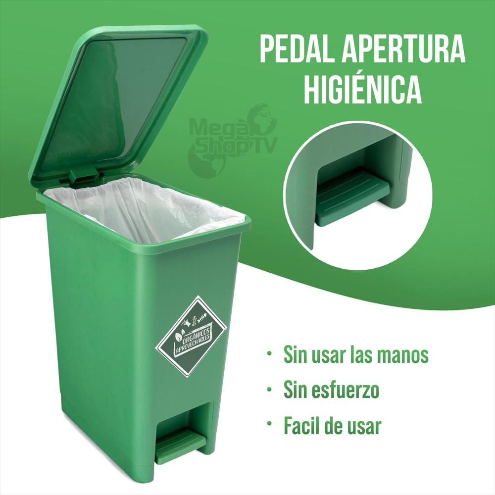 Caneca De Reciclaje Plástica Verde Papelera Con Pe Carulla 8440