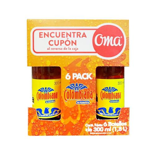 Gaseosa COLOMBIANA Botella Vidrio x6und 300ml (1200 ml)
