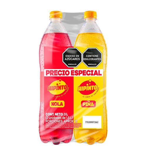 Bebida Gaseosa HIPINTO Sabor Piña Y Kola (3000  ml)