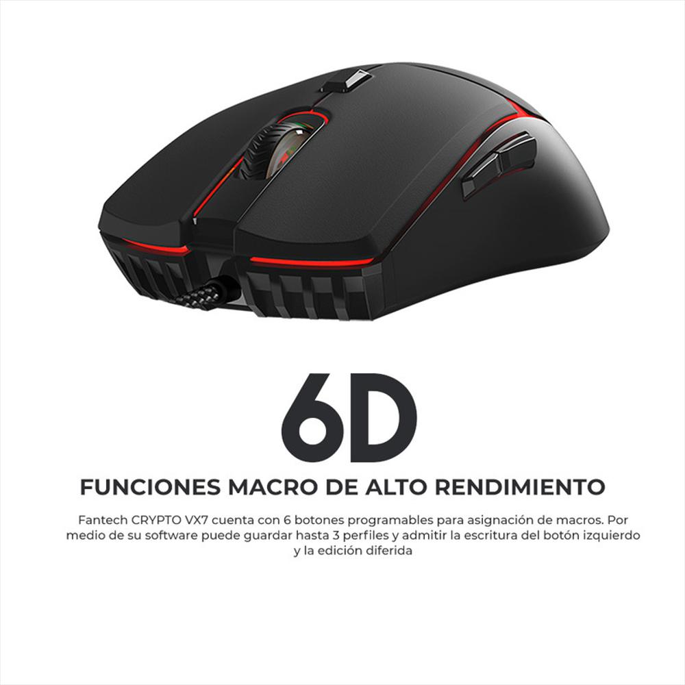 Mouse Gamer Programable Crypto Vx7 Negro img #5