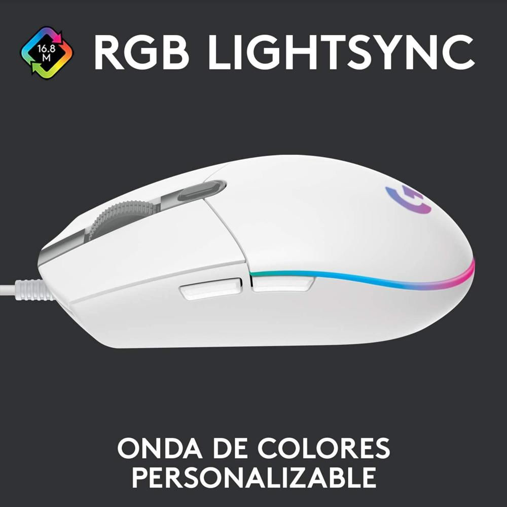 Mouse Logitech G203 Lightsync Gaming Mouse (White) img #4