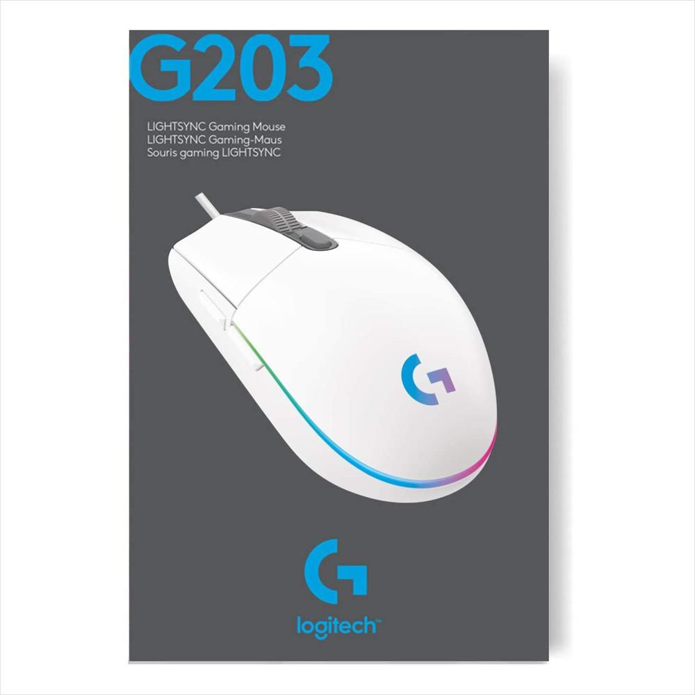 Mouse Logitech G203 Lightsync Gaming Mouse (White) img #5