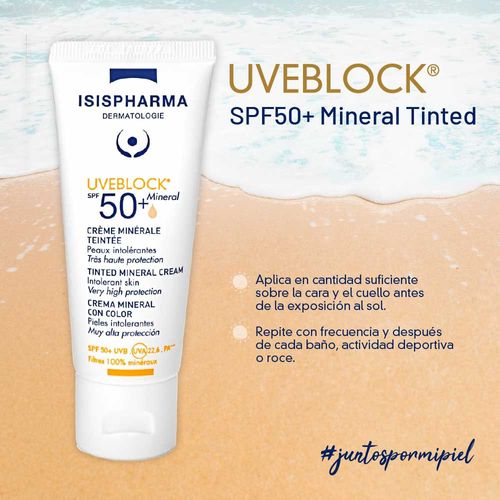 Uveblock SPF 50+ Mineral Cream Tinted - Isispharma