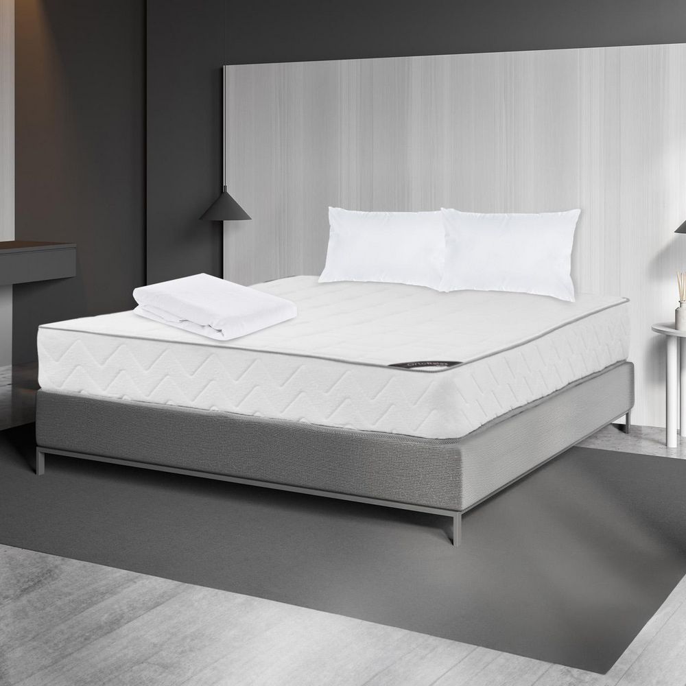 Colchón SPRING Doble (140 x 190 cm) ORTX Resortado Semisuave Protector + Almohadas img #3