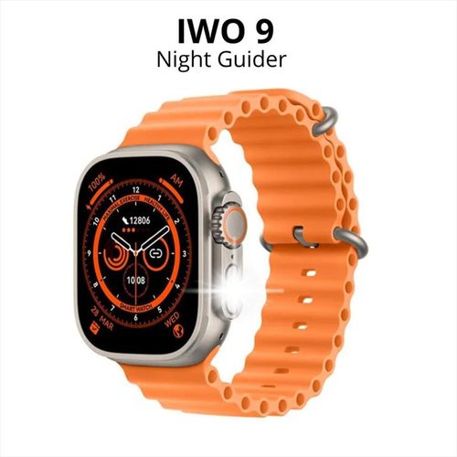 Reloj Inteligente Mobulaa Iwo 9 Ultra Con Linterna Correa Naranja