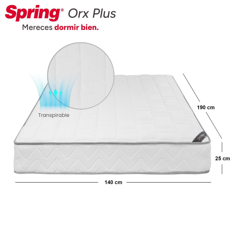Colchón + Almohadas SPRING Doble (140 x 190 cm) ORTX Resortado Semisuave . img #4