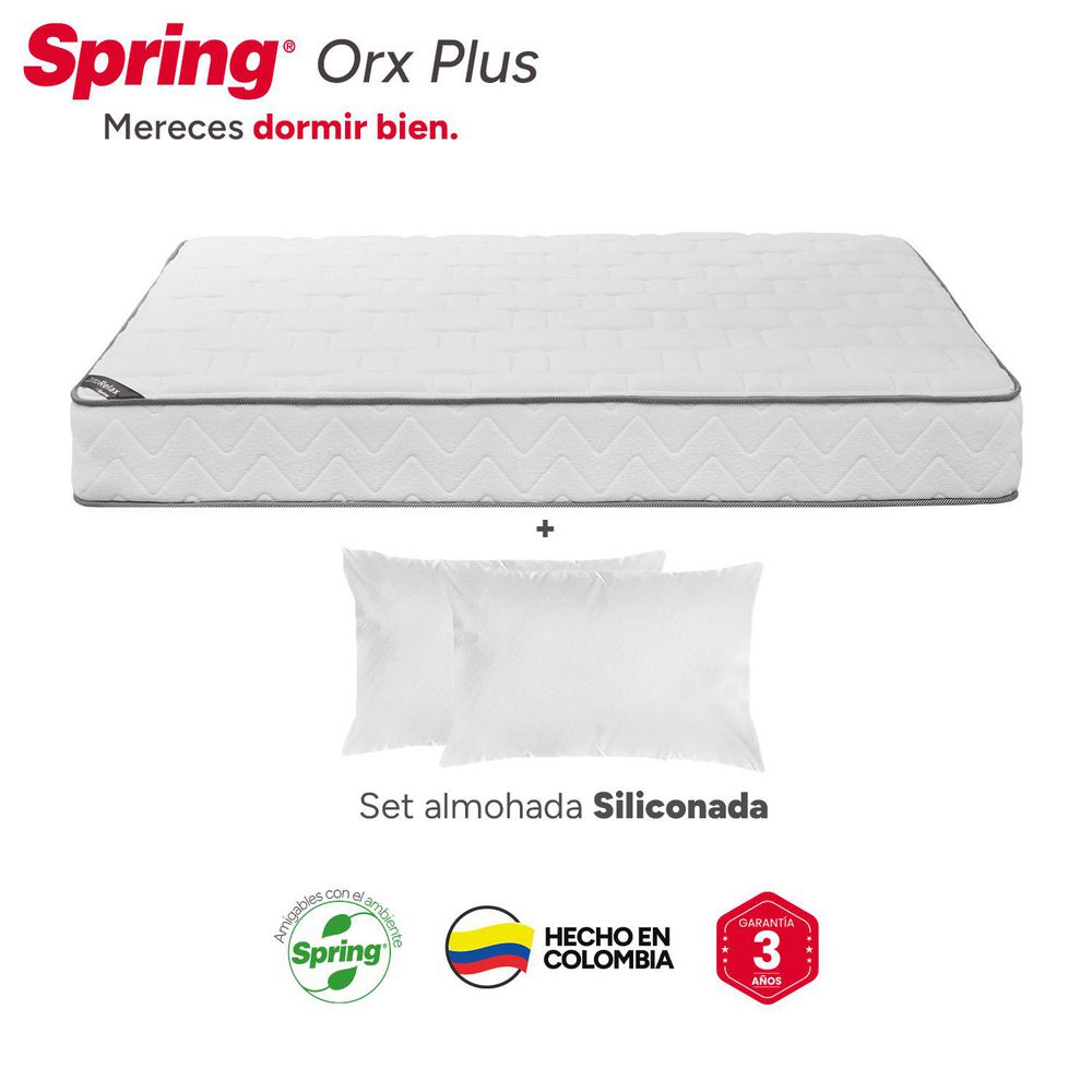 Colchón + Almohadas SPRING Doble (140 x 190 cm) ORTX Resortado Semisuave . img #5