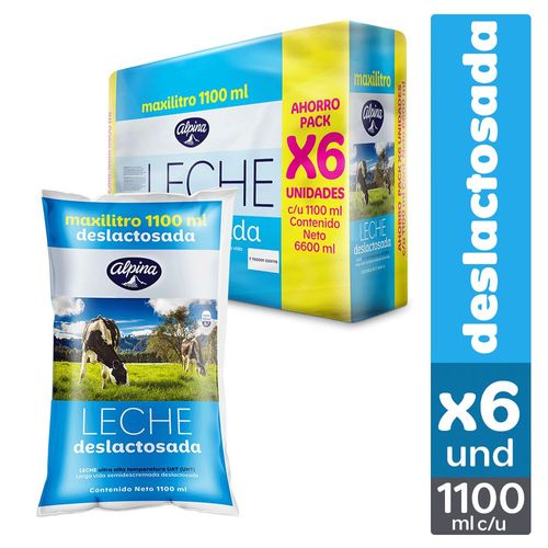 Leche Deslactosada ALPINA Bolsa x6und 1100ml (6600  ml)