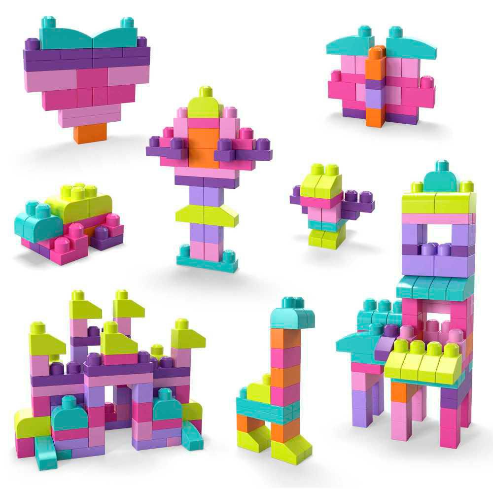 MEGA BLOKS Gran Bolsa Rosa para Construir Armable img #4