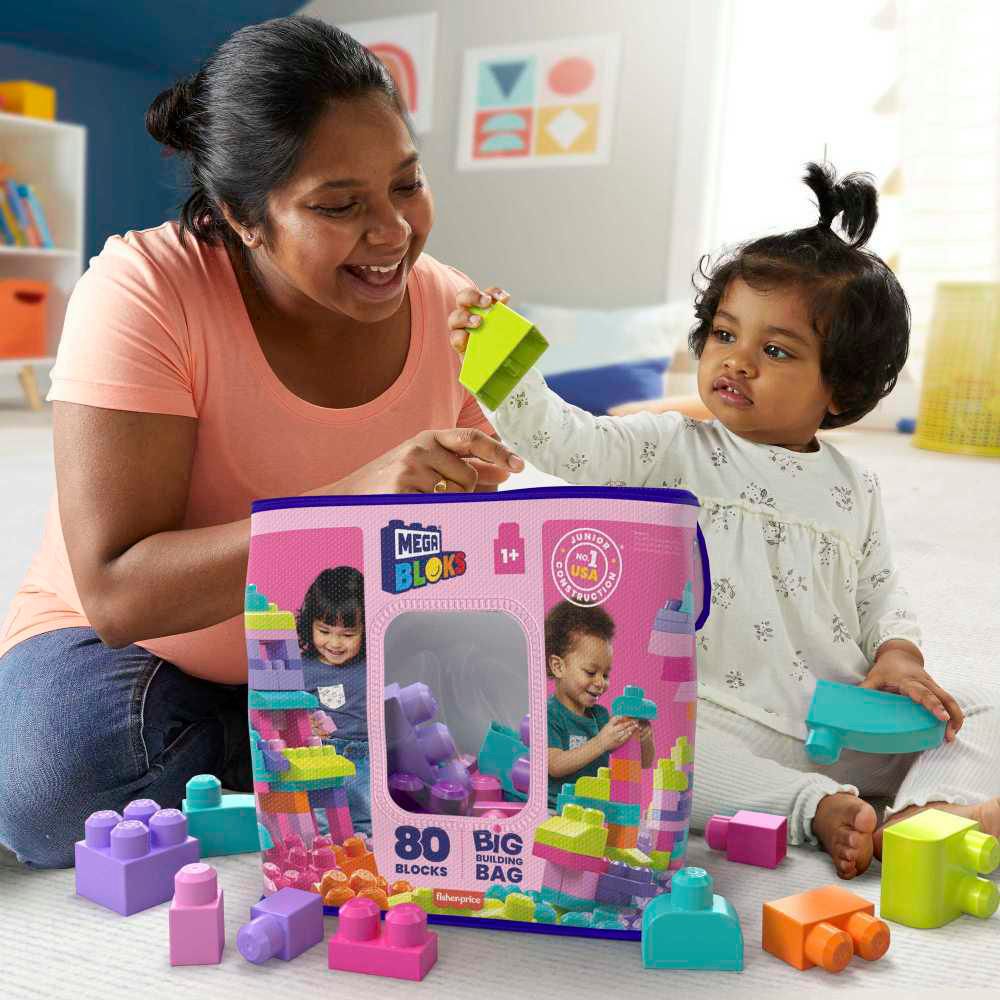 MEGA BLOKS Gran Bolsa Rosa para Construir Armable img #5