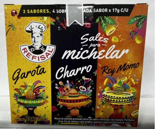 Sal para michelar REFISAL x3 sabores garota charro rey momo (204  gr)