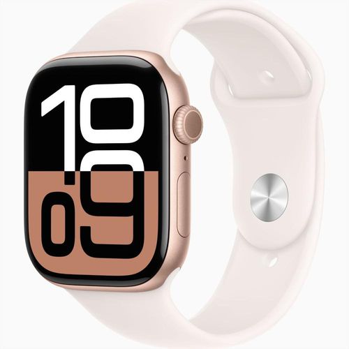 Apple Watch Series 10 Gps 46Mm Aluminio Oro Rosa Correa Deportiva Rosa Rubor M/L