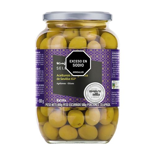 Aceituna EL CORTE INGLÉS MARCA EXCLUSIV Enteras Manzanilla (500  gr)