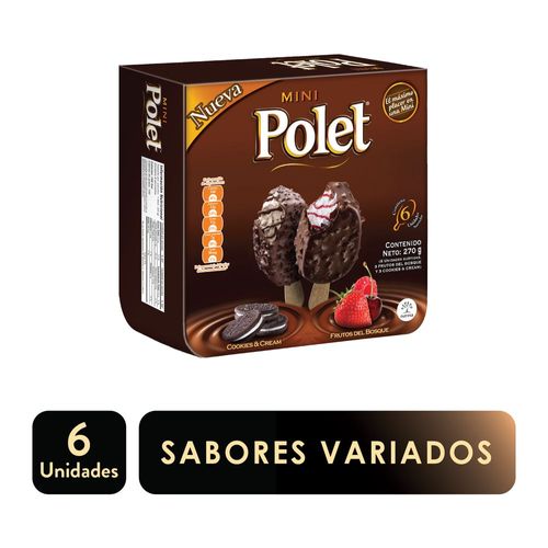 Paleta CREM HELADO mini polet sabores surtidos x6und (270  gr)