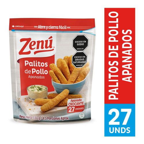 Palitos de pollo ZENU apanados x27und (330  gr)