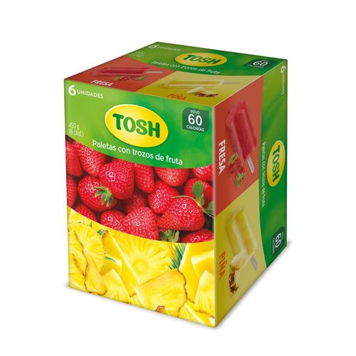 Paleta TOSH trozos de fruta sabores surtidos (450  gr)