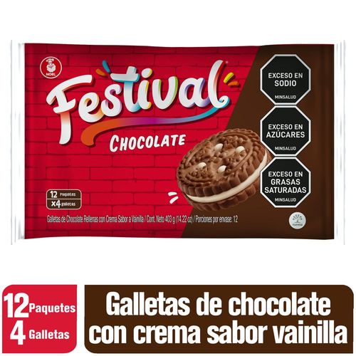 Galletas FESTIVAL Chocolate x12und (403  gr)