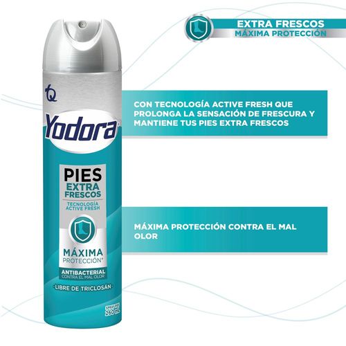 Talco en spray YODORA extra control máxima protección (260  ml)