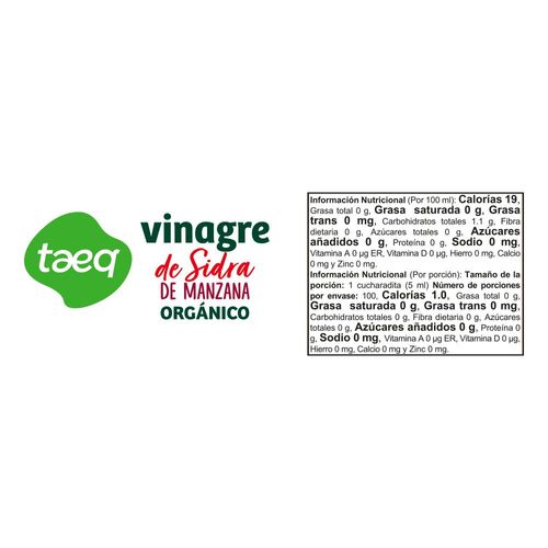 Vinagre TAEQ sidra de manzana orgánico (500  ml)