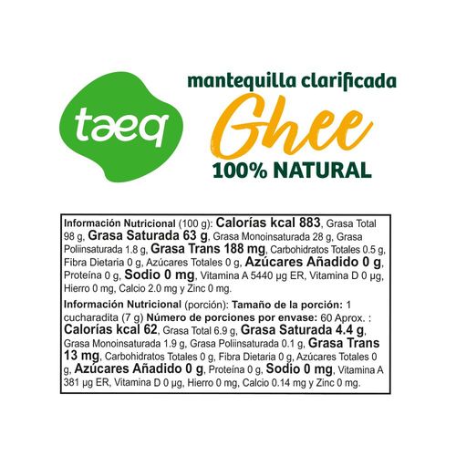 Mantequilla TAEQ clarificada ghee (420  gr)