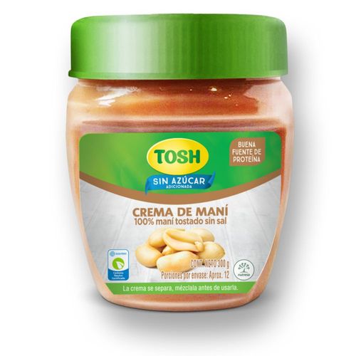 Crema de maní TOSH Sin azúcar (300  gr)