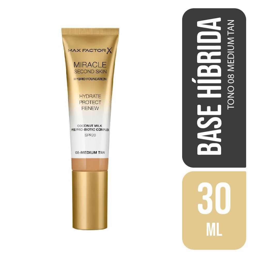 Base híbrida MAX FACTOR Miracle second skin tono 08 (30  ml) img #1