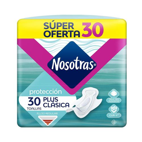 Toallas higiénicas NOSOTRAS Plus clasica tela tipo algodón (30  und)