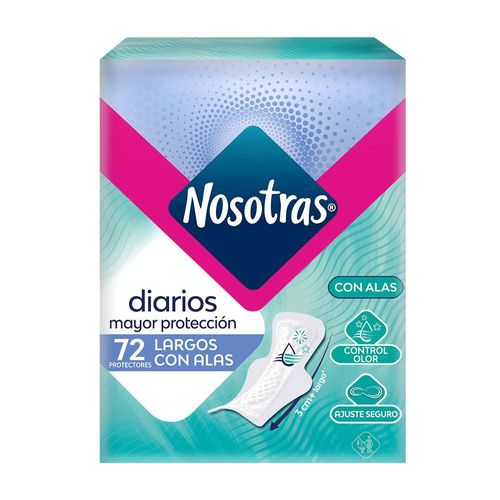 Protectores NOSOTRAS Diarios largos con alas (72  und)