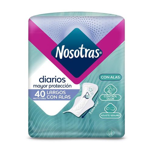 Protectores NOSOTRAS Diarios largos con alas (40  und)