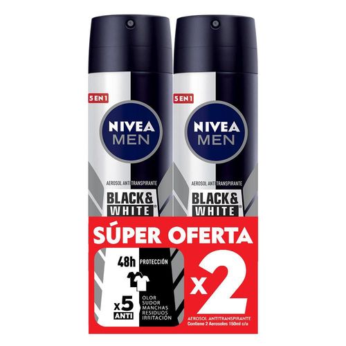 Desodorante NIVEA black & white men spray x2und (300  ml)