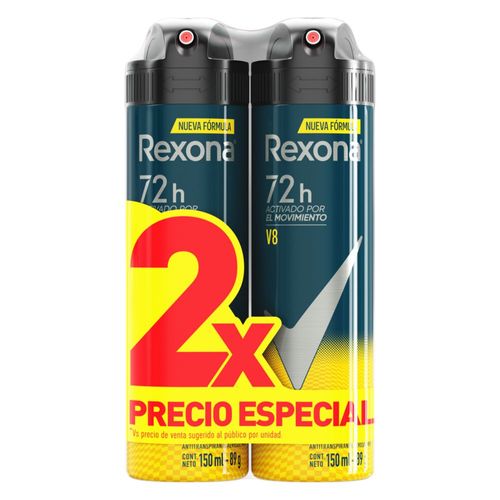 Desodorante REXONA V8 Aerosol Hombre x2und (178  gr)