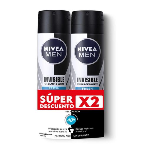 Desodorante NIVEA black & white men spray x2und (300  ml)