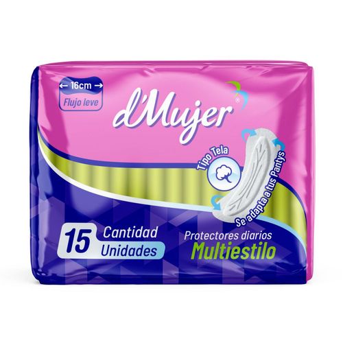 Protectores DMUJER DIARIOS FLUJO LEVE MULTIESTILO (15  und)