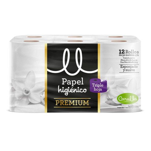 Papel higienico CARULLA premium x12 rollos (384  mts)